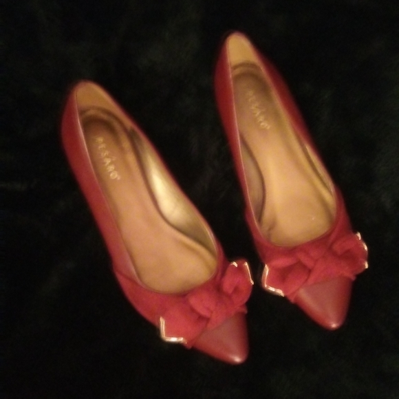 Pes'aro Burgundy/suede flat pumps - Picture 3 of 4